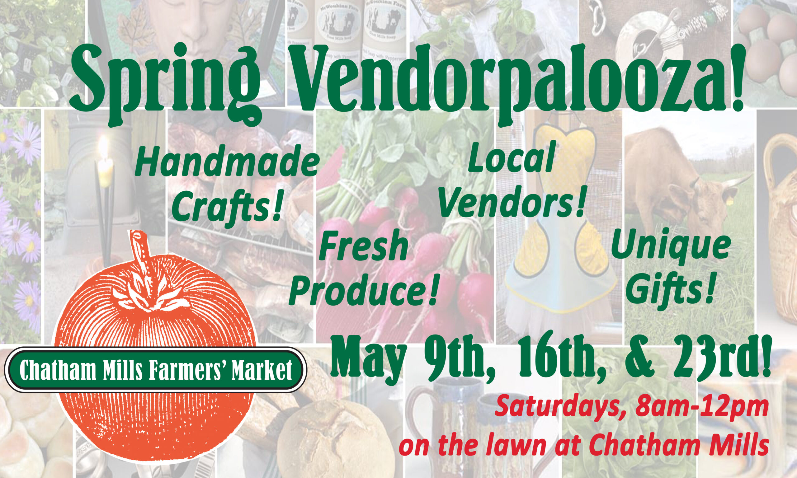 Saturday, May 9th, from 8am to 12pm!