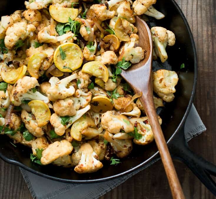 Stir-Fried Spicy Cauliflower and Summer Squash