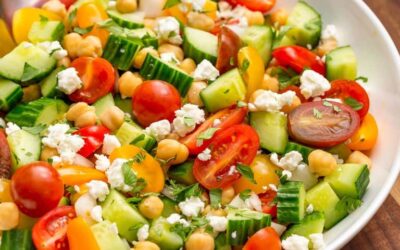 Tomato Cucumber Salad with Chickpeas and Feta