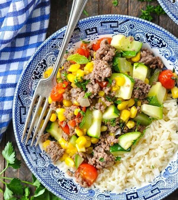 Ground Beef Dinner with Summer Vegetables