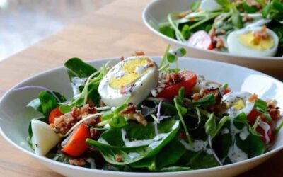 Layered Spinach and Microgreen Salad with Poppyseed Dressing