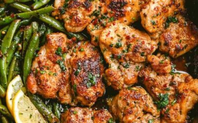 Lemon Garlic Butter Chicken Thighs and Green Bean Skillet