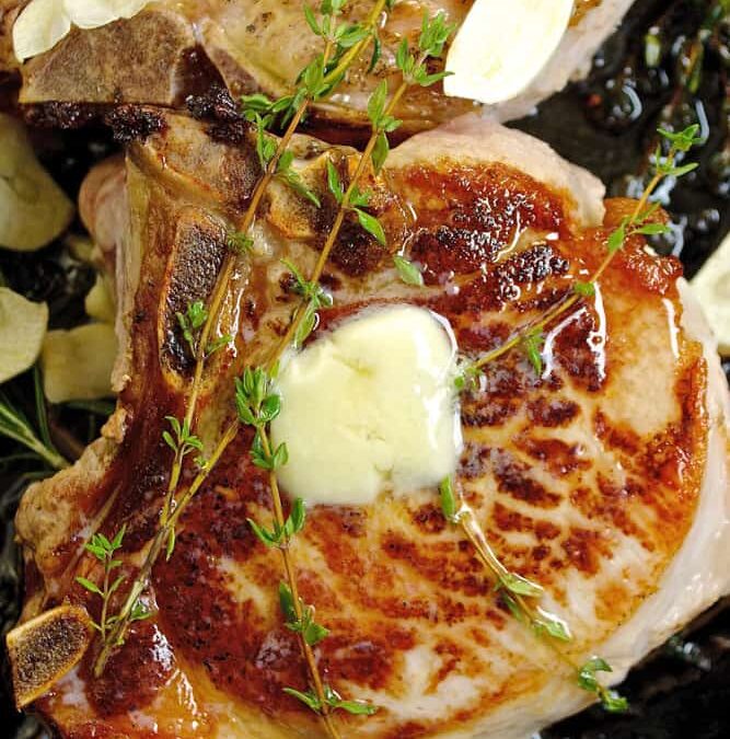 Pan Seared Porterhouse Pork Chops