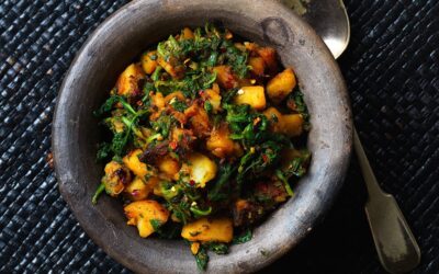 Pan-Fried Potatoes and Spinach