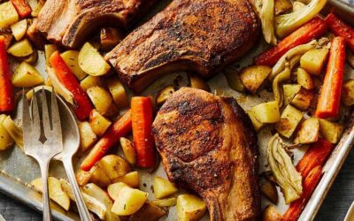 Sheet-Pan Pork Chops & Vegetables With Parsley Vinaigrette