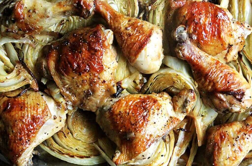 Sheet Pan Roast Chicken and Cabbage