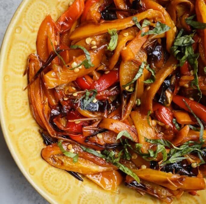 Fried Sweet Peppers with Balsamic Vinegar