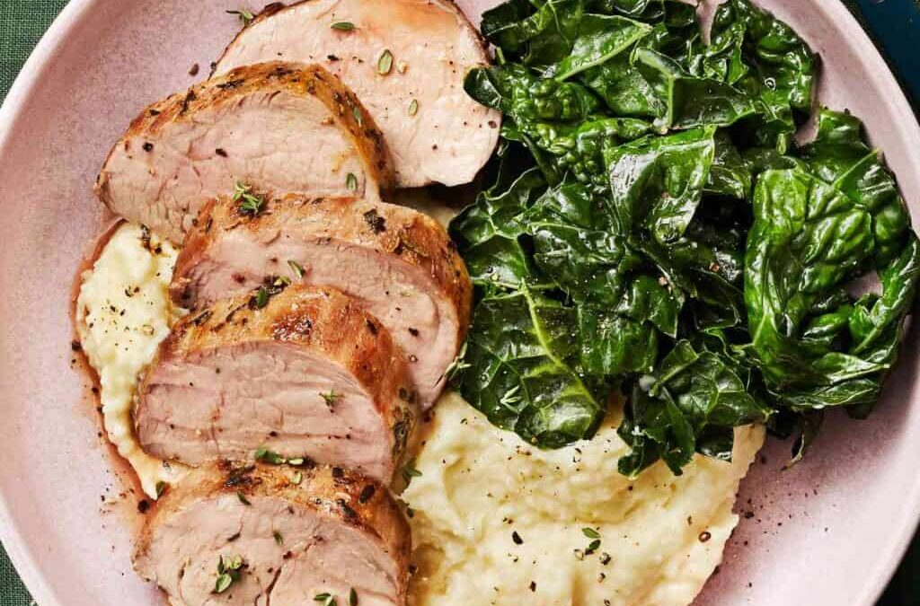 Roast Pork Tenderloin with Parsnip Mash & Greens
