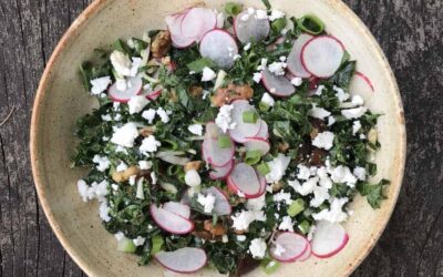 Kale Salad with Turnips & Radishes and Honey-Mustard Dressing