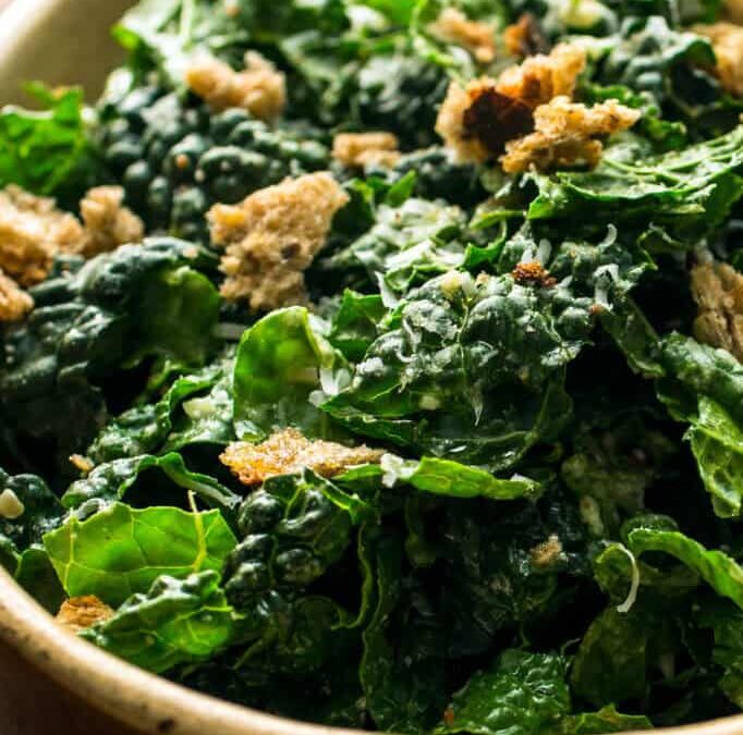 Raw Kale Salad with Garlic-Pecorino Dressing