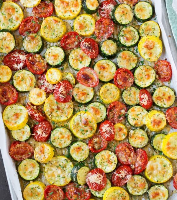 Roasted Garlic-Parmesan Summer Squash and Tomatoes
