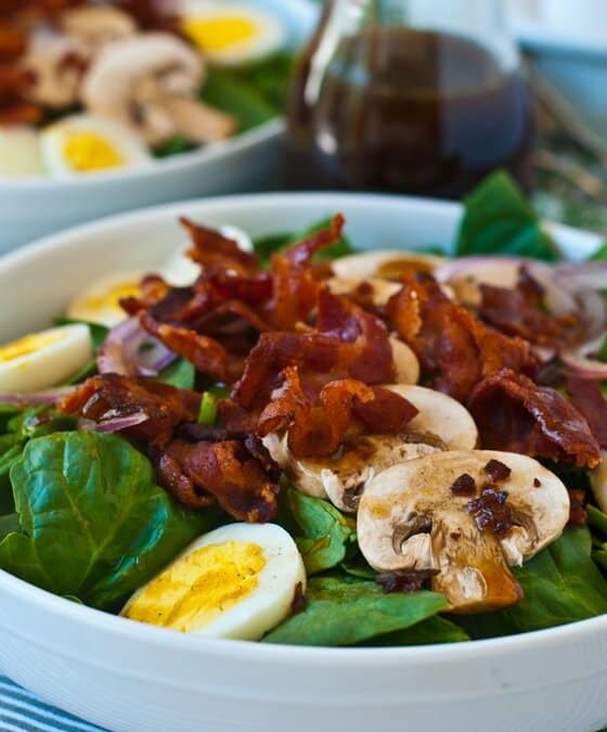 Classic Spinach Salad with Warm Bacon Dressing