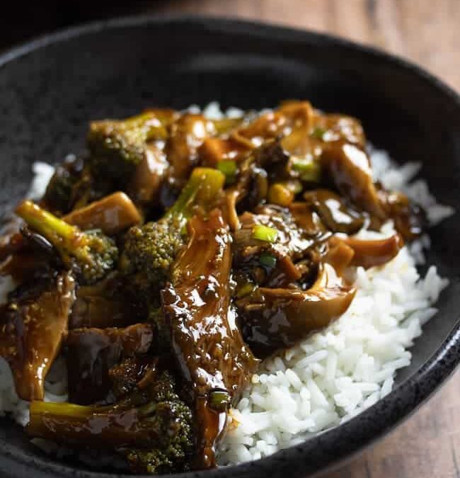 Teriyaki Broccoli and Oyster Mushrooms